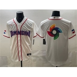 Men's Dominican Republic Baseball Team Big Logo White 2026 World Baseball Classic Home Stadium Stitched Jersey