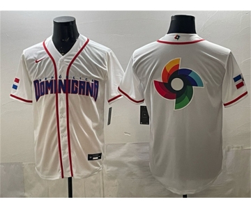 Men's Dominican Republic Baseball Team Big Logo White 2026 World Baseball Classic Home Stadium Stitched Jersey