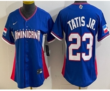 Women's Dominican #23 Fernando Tatis Jr Blue 2026 World Baseball Classic Cool Base Jersey