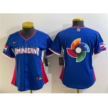 Women's Dominican Republic Baseball Royal 2026 World Baseball Classic Big Logo Road Stadium Stitched Baseball Jersey