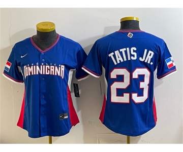 Youth Dominican Republic Baseball #23 Fernando Tatis Jr. Royal 2026 World Baseball Classic Road Stadium Stitched Baseball Jersey