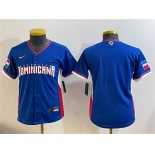 Youth Dominican Republic Baseball Blank Royal 2026 World Baseball Classic Road Stadium Stitched Baseball Jersey