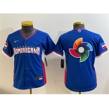 Youth Dominican Republic Baseball Royal 2026 World Baseball Classic Big Logo Road Stadium Stitched Baseball Jersey