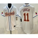 Men's Venezuela #11 Maikel Garcia White 2026 World Baseball Classic Cool Base Jersey