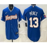Men's Venezuela #13 Salvador Perez Blue 2026 World Baseball Classic Cool Base Jersey