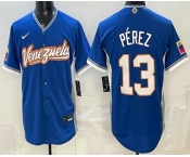 Men's Venezuela #13 Salvador Perez Blue 2026 World Baseball Classic Cool Base Jersey Men's Venezuela #13 Salvador Perez Blue 2026 World Baseball Classic Cool Base Jersey