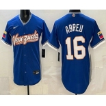 Men's Venezuela #16 Wilyer Abreu Blue 2026 World Baseball Classic Cool Base Jersey