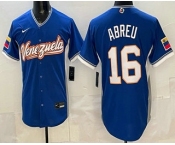 Men's Venezuela #16 Wilyer Abreu Blue 2026 World Baseball Classic Cool Base Jersey Men's Venezuela #16 Wilyer Abreu Blue 2026 World Baseball Classic Cool Base Jersey