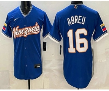 Men's Venezuela #16 Wilyer Abreu Blue 2026 World Baseball Classic Cool Base Jersey