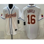 Men's Venezuela #16 Wilyer Abreu White 2026 World Baseball Classic Cool Base Jersey