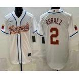 Men's Venezuela #2 Luis Arraez White 2026 World Baseball Classic Cool Base Jersey