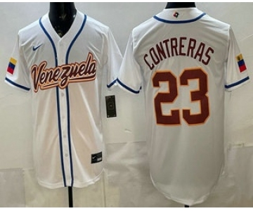 Men's Venezuela #23 William Contreras White 2026 World Baseball Classic Cool Base Jersey