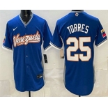 Men's Venezuela #25 Gleyber Torres Blue 2026 World Baseball Classic Cool Base Jersey