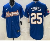 Men's Venezuela #25 Gleyber Torres Blue 2026 World Baseball Classic Cool Base Jersey Men's Venezuela #25 Gleyber Torres Blue 2026 World Baseball Classic Cool Base Jersey