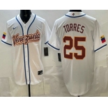 Men's Venezuela #25 Gleyber Torres White 2026 World Baseball Classic Cool Base Jersey