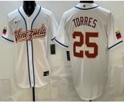 Men's Venezuela #25 Gleyber Torres White 2026 World Baseball Classic Cool Base Jersey Men's Venezuela #25 Gleyber Torres White 2026 World Baseball Classic Cool Base Jersey
