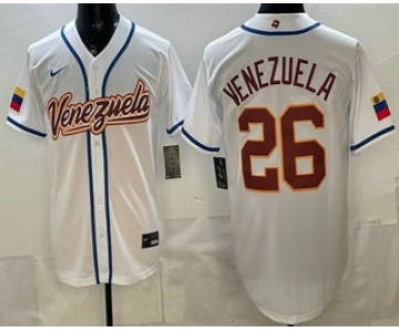 Men's Venezuela #26 Venezuela White 2026 World Baseball Classic Cool Base Jersey