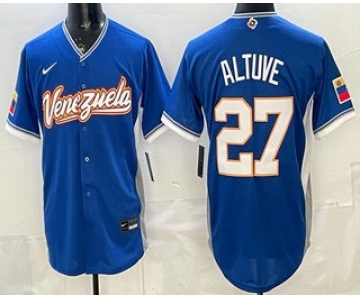 Men's Venezuela #27 Jose Altuve Blue 2026 World Baseball Classic Cool Base Jersey
