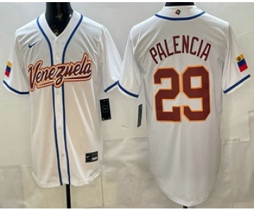 Men's Venezuela #29 Daniel Palencia White 2026 World Baseball Classic Cool Base Jersey