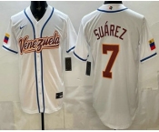 Men's Venezuela #7 Eugenio Suarez White 2026 World Baseball Classic Cool Base Jersey Men's Venezuela #7 Eugenio Suarez White 2026 World Baseball Classic Cool Base Jersey