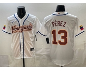 Men's Venezuela Baseball #13 Salvador Pérez White 2026 World Baseball Classic Home Stadium Stitched Jersey Men's Venezuela Baseball #13 Salvador Pérez White 2026 World Baseball Classic Home Stadium Stitched Jersey