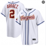 Men's Venezuela Baseball #2 Luis Arraez White 2026 World Baseball Classic Home Stadium Stitched Jersey