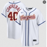 Men's Venezuela Baseball #40 Willson Contreras White 2026 World Baseball Classic Home Stadium Stitched Jersey