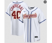 Men's Venezuela Baseball #40 Willson Contreras White 2026 World Baseball Classic Home Stadium Stitched Jersey