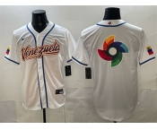 Men's Venezuela Baseball White 2026 World Baseball Classic Big Logo Home Stadium Stitched Jersey Men's Venezuela Baseball White 2026 World Baseball Classic Big Logo Home Stadium Stitched Jersey