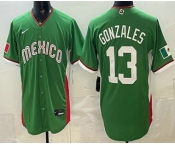 Men's Mexico #13 Nick Gonzales Green 2026 World Baseball Classic Cool Base Jersey