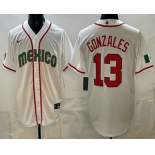 Men's Mexico #13 Nick Gonzales White 2026 World Baseball Classic Cool Base Jersey