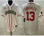 Men's Mexico #13 Nick Gonzales White 2026 World Baseball Classic Cool Base Jersey