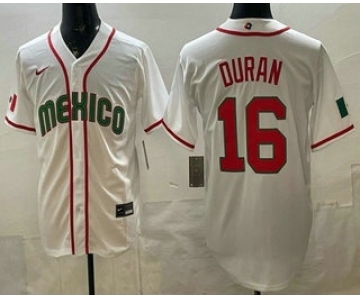 Men's Mexico #16 Jarren Duran White 2026 World Baseball Classic Cool Base Jersey