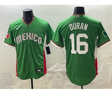 Men's Mexico Baseball #16 Jarren Duran Green 2026 World Baseball Classic Home Stadium Stitched Jersey