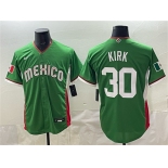 Men's Mexico Baseball #30 Alejandro Kirk Green 2026 World Baseball Classic Home Stadium Stitched Jersey