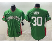 Men's Mexico Baseball #30 Alejandro Kirk Green 2026 World Baseball Classic Home Stadium Stitched Jersey