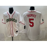 Men's Mexico Baseball #5 Alek Thomas White 2026 World Baseball Classic Home Stadium Stitched Jersey Men's Mexico Baseball #5 Alek Thomas White 2026 World Baseball Classic Home Stadium Stitched Jersey