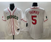 Men's Mexico Baseball #5 Alek Thomas White 2026 World Baseball Classic Home Stadium Stitched Jersey