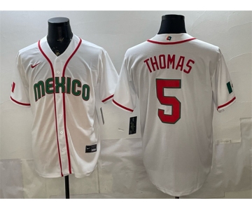 Men's Mexico Baseball #5 Alek Thomas White 2026 World Baseball Classic Home Stadium Stitched Jersey