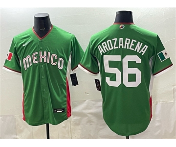 Men's Mexico Baseball #56 Randy Arozarena Green 2026 World Baseball Classic Home Stadium Stitched Jersey