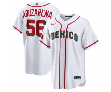 Men's Mexico Baseball #56 Randy Arozarena White 2026 World Baseball Classic Home Stadium Stitched Jersey