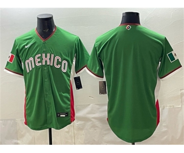 Men's Mexico Baseball Blank Green 2026 World Baseball Classic Home Stadium Stitched Jersey