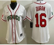 Women's Mexico #16 Jarren Duran White 2026 World Baseball Classic Cool Base Jersey Women's Mexico #16 Jarren Duran White 2026 World Baseball Classic Cool Base Jersey