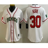 Women's Mexico #30 Alejandro Kirk White 2026 World Baseball Classic Cool Base Jersey