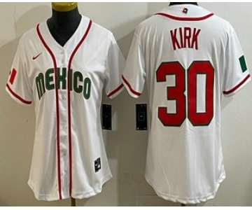 Women's Mexico #30 Alejandro Kirk White 2026 World Baseball Classic Cool Base Jersey