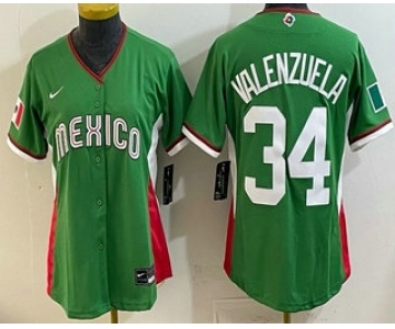 Women's Mexico #34 Fernando Valenzuela Green 2026 World Baseball Classic Cool Base Jersey