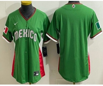Women's Mexico Blank Green 2026 World Baseball Classic Cool Base Jersey