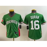 Youth Mexico Baseball #16 Jarren Duran Green 2026 World Baseball Classic Stadium Stitched Baseball Jersey Youth Mexico Baseball #16 Jarren Duran Green 2026 World Baseball Classic Stadium Stitched Baseball Jersey