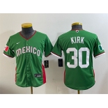 Youth Mexico Baseball #30 Alejandro Kirk Green 2026 World Baseball Classic Stadium Stitched Baseball Jersey Youth Mexico Baseball #30 Alejandro Kirk Green 2026 World Baseball Classic Stadium Stitched Baseball Jersey