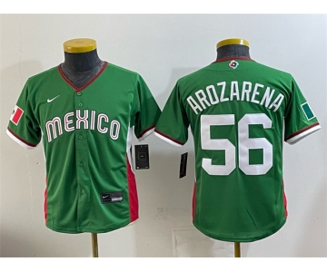 Youth Mexico Baseball #56 Randy Arozarena Green 2026 World Baseball Classic Stadium Stitched Baseball Jersey